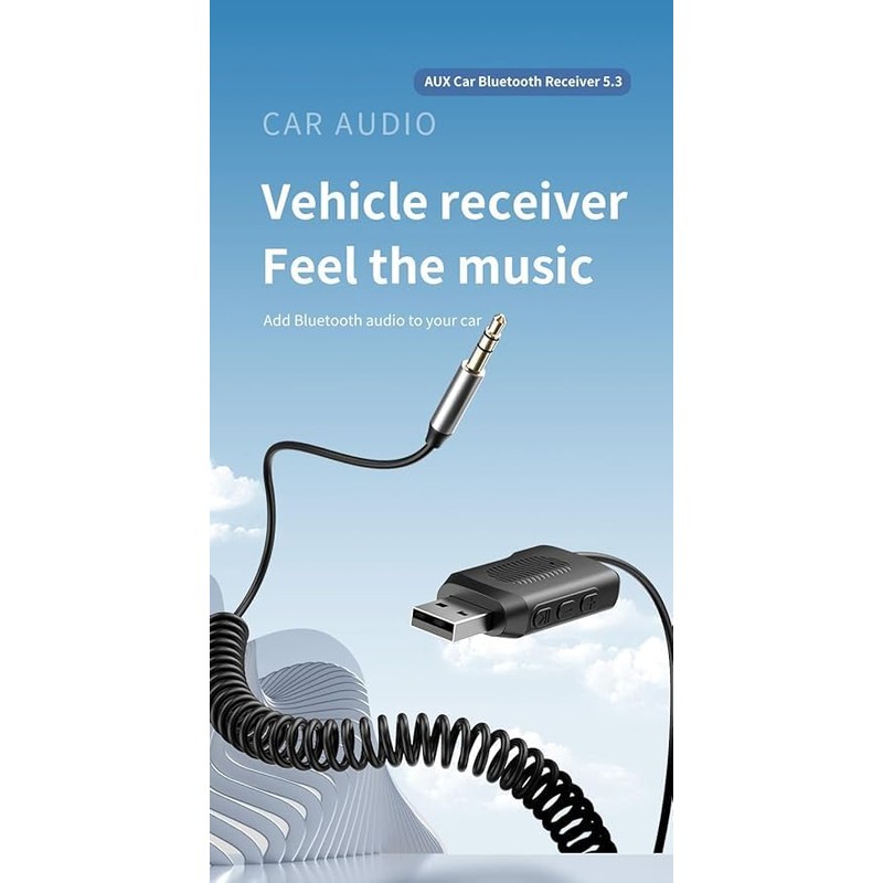 Wireless Car Bluetooth 5.3 Audio Receiver 3.5mm Jack U-Disk Aux