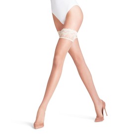 FALKE Women's Invisible Deluxe 8 Denier Thigh Highs, Non Slip Grip Lace Tops, Ultra-Sheer Fine Transparent, Nylon, Beige (Brasil/Champagne 0997), M, 1 Pair