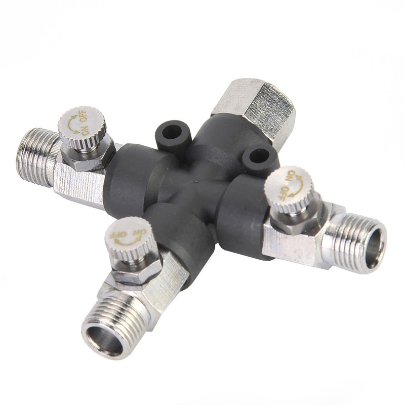 1/8 Three Way Adjustable Metal Air Hose Splitter Airbrush Fitting