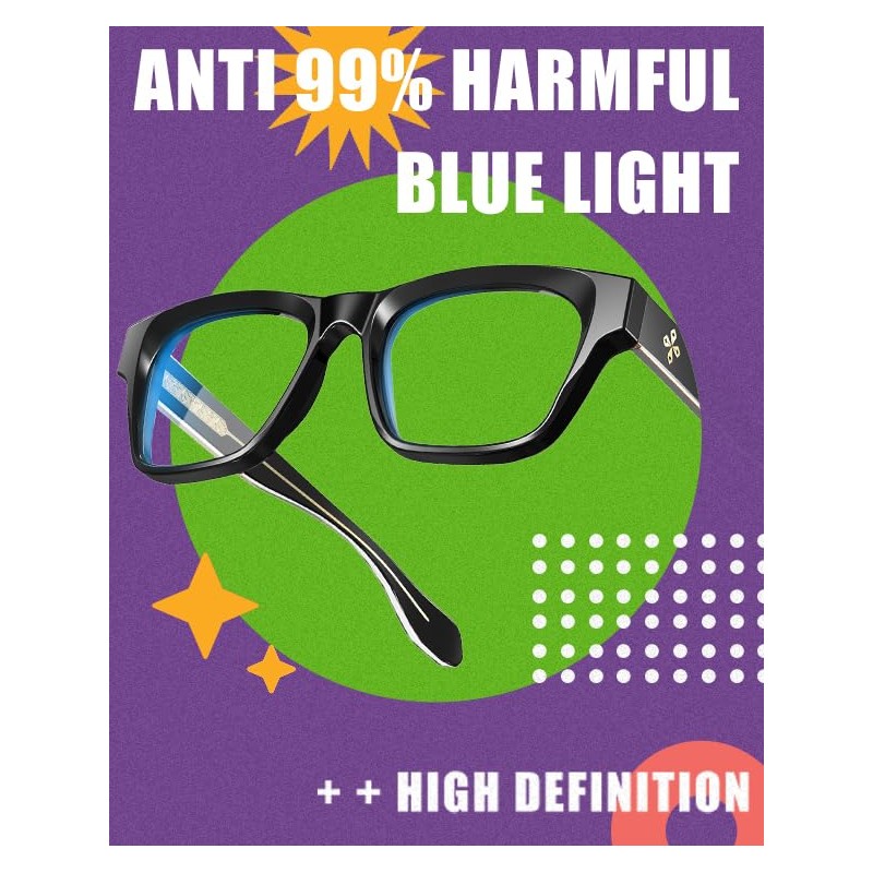 VISOONE - anteojos cuadradas de acetato con bloqueo de luz