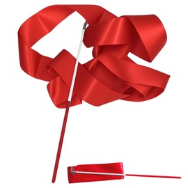 XDGBGFN 12pcs Dance Ribbons Gymnastics Ribbons Twirling Ribbons for Twirling Exercise Circus Carnival Ribbon with Sticks Wands 2 Metres (red)