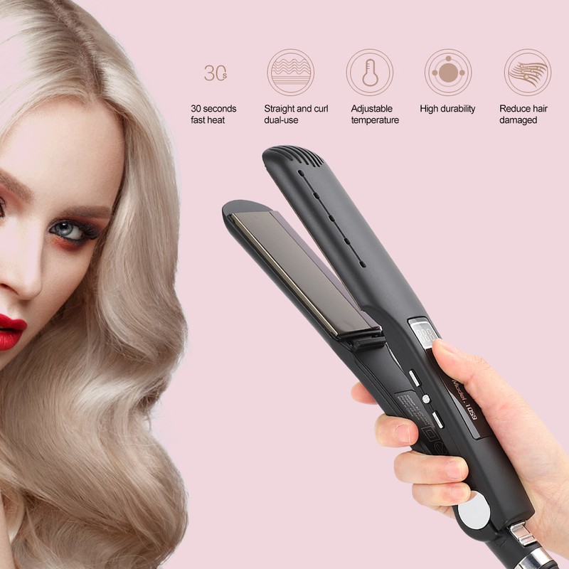 Electric Hair Straighter Silicone Strip Straightening Curling Hair Styling Flat