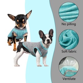 LyssKMK 2PCS Summer Dog Tank Top Puppy Quick Dry Sleeveless Vest Stretchy Cotton Dog Shirt Outfits for Small Middle Large Size Dog (Cyan+Gery) M