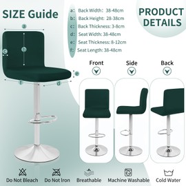 Showgeous Set of 6 Bar Chair Covers, Bar Stool Covers, Stretch Removable Dining Room Chair Covers for Pub Counter, Dining Chair, Bar Stool, Counter Slipcovers, Dining Room Chair Protective Cover (Dark