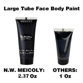 MEICOLY Pintura facial y corporal color crema negra, tubo grande de 2.37 onzas, maquillaje negro payaso a base de agua, pintura corporal para adultos 