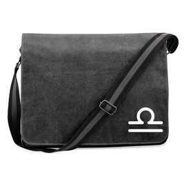 Huuraa Shoulder Bag Libra Zodiac Sign Gift 14 Litres Canvas Scales Gift Idea, black, Unit size