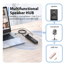 Cykvis 3 in 1 USB Computer Speaker with Microphone, PC Laptop Speaker with Mic for Smart Home Office and Online Study，360 Degree Enhanced Voice Pickup, Noise Reduction,Compatible with Zoom, Teams