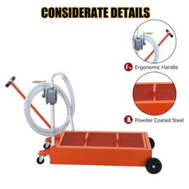 25 Gallon Oil Drain Pan Low Profile Oil Drain Pan Large Capacity Oil Change Pan with Pump