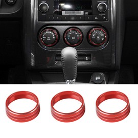 JeCar Air Conditioner Switch Knob Cover Aluminum Alloy Trim Cover for 2009 2010 2011 2012 2013 2014 Dodge Challenger, Red