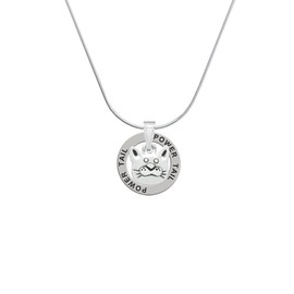 Delight Jewelry Silvertone Large Cat Face - Power Tail Ring Charm Necklace, 18"