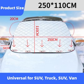 CaiTang Car Windscreen Cover, Windscreen Cover with 5 Magnets, Windscreen Cover, Car Windscreen Cover, Foldable Against Sun, Snow, Frost, Dust, 225 x 110 cm