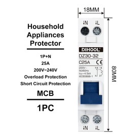 DIHOOL MCB Circuit Breaker 1P+N 10A phase line + neutral line Din Rail Mount Isolator