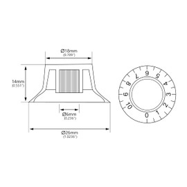 Banworks '60s Guitar Control Knobs 24-Spline Imperial Knobs 6mm (15/64") 2 Tone + 2 Volume Knobs Aluminum Top Speed Knobs for Gibson Les Paul SG Guitars Pack of 4 JT/XN-09 Chrome with Silver Top