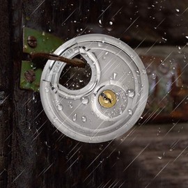 Stainless Steel Round Padlock, Keyed Alike Discus Padlocks, Discus Keyed Padlock, with 2.8 Inch Diameter, Hardened Steel Shackle for Storage Unit, Shed, Gate, Fence, Storage Locker