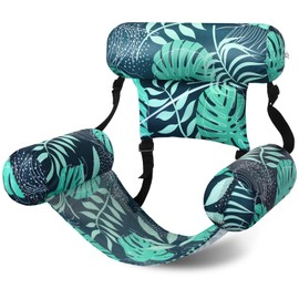 Sonwyoung Pool Floats Chairs Adult Inflatable Pool Lounge Chairs Adjustable Hammock Water Floating Chair Tropical Plants Pattern Swimming Pool Float for Pool Party Summer Water Fun (Green)