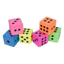 Sportime Neon Foam Dice, 3 Inches, Set of 6