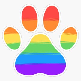 Rainbow Striped Paw Print Sticker Outdoor Rated Vinyl Sticker Decal for Windows, Bumpers, Laptops or Crafts 5"