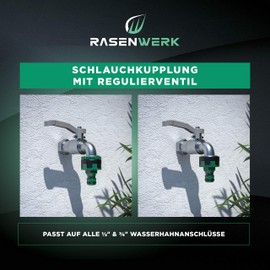 RASENWERK® - 2-in-1 Tap Connector for 1/2 Inch and 3/4 Inch - Tap Attachment - Premium Tap Connector - Adapter Tap - 1 Piece