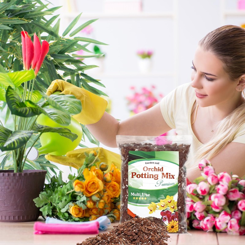 Orchid Potting Mix,Premium Orchid Bark Potting Mixture of Pine Bark,Perlite
