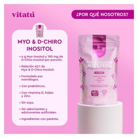 Vitatú | Myo Inositol & D-Chiro Inositol mezcla ideal 40:1 con Folato + Vitamina D3 + Zinc, Suplemento Alimenticio en polvo para Mujeres (225 g c/u), 