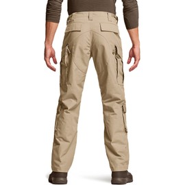 CQR Men's Tactical Combat Cargo Pants, Water Resistant Ripstop, Military Outdoor Hiking Work Apparel, Khaki, XX-Large Long