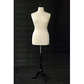 (JF-F14/16W+BS-02BKX) Size 14-16 White Female Dress Form Mannequin Plus Size 42" 32" 44" with Wooden Base & Cap