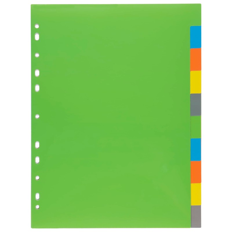 eco-eco A4 50% Recycled Multipunched Reinforced Colour Set 10 Subject