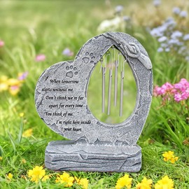 Paw Prints Dog Memorial Stones Pet Memorial Stones with Wind Chimes, Loss of Dog Sympathy Gifts Pet Memorial Gifts Dog Memorial Gifts, Pet Dog Headstone Grave Markers for Garden Backyard Patio or Lawn