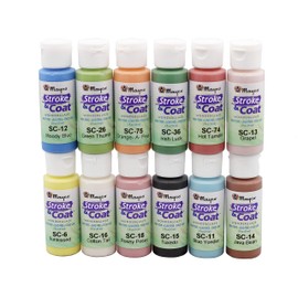 Creative Hobbies Mayco Stroke and Coat Glaze for Ceramics Kit 1 | 12 Assorted 2 oz Jars with How to Paint Pottery Book