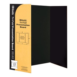 BAZIC Products Trifold Poster Board – Black Corrugated Cardboard Display Board for School Projects, Science Fairs, Photos, Charts, and Classroom Presentations, 36" X 48", 24-Pack