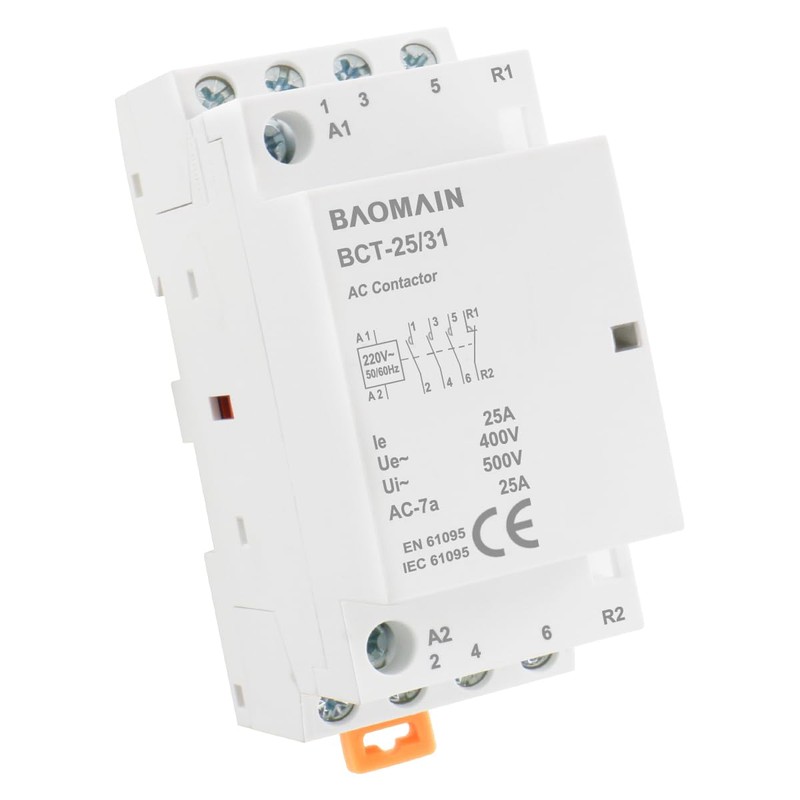 Baomain 220V AC 4-Pole Modular Contactor, 25A 3NO1NC Normally Open