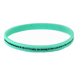 Godstrong 8160002 Set of 3 Ephesians 6:10-11 Thin Silicone Bracelet Band 6mm Adult Size