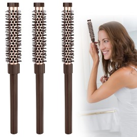 Rzspher 3 Stück Rundbürste Klein, Rundbürste zum Föhnen, mit weichen Naturborsten für Damen und Herren, nasses, gewelltes Haar, Lifting, kurzes Haar, Pony, Ansatz, Glattes Haar