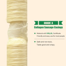 FAIRSKY Edible Drying Sausage Casing Collagen Sausage Casings for Flavorous Homemade Sausages 14m/46ft, Diameter 28mm/ 1 1/8'',1 Roll