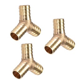 Qzbhct Camessy 3 Pcs 16mm 5/8" ID Brass Hose Tee Fitting Metals Y-Shaped 3 Ways Barb Hose Fitting Air Gas Water Fuel, Barbed Tee Connector