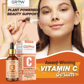 Grow Vitamin 30% VITAMIN C SERUM + E + Aloe Vera + HYALURONIC ACID (HA) ORGANIC ANTI-AGING