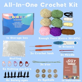 Crochet Kit for Beginners,3PCS Hanging Potted Plants Crochet Starter Kit with Instructions and Video Tutorials, Crochet Potted Flowers,Complete Crochet Set for DIY Handcrafts Supplies Chirstmas Gift