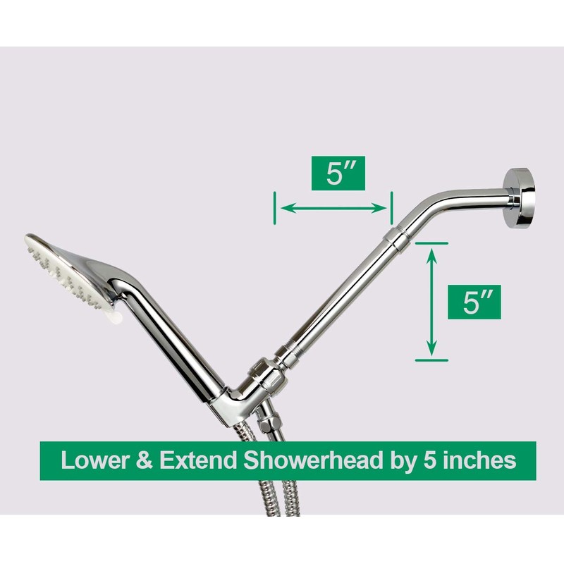 Purelux Shower Arm Extension, 6 inches Shower Head Extender Water