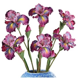 Elyjhyy 6PCS Iris Artificial Flowers Fake Flowers for Wedding Bridal Home Arrangements Office Table Centerpieces Decor (Purple)