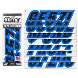 Techtron Black/Blue 3" Alpha-Numeric Registration Identification Numbers Stickers Decals for Boats & Personal Watercraft