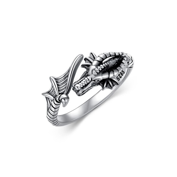 Plesitep Dragon Ring Sterling Silver Adjustable Ring Jewelry for Women