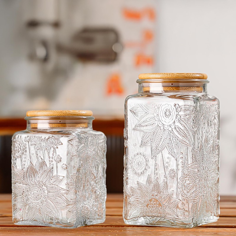 Glass Storage Jars With Airtight Lid, 23.7oz Canister For Kitchen