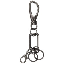 Patrick Cox Key Holder for Men and Women, Unisex, Cowhide Leather, Alloy, Black Metal, Sharp, Luxury, Belt Loop, Key Ring, Key Charm, Carabiner, Chronel