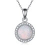URONE Opal Necklace for Women 925 Sterling Silver Dainty Round