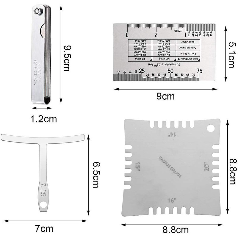 15 Pcs Guitar Tools Set, Professional Stainless Steel Guitar Radius