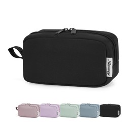 Narwey Small Makeup Bag for Purse Travel Makeup Pouch Mini Cosmetic Bag Zipper Pouch for Women (Black, Small)