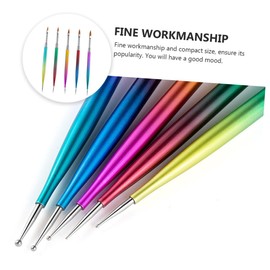 OHPHCALL Manicure Pen Supplies 5pcs Nail Art Set Metal Double-ended Point Drill Pen Gradient Rod