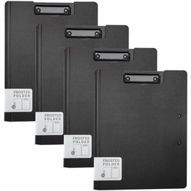 Plastic Clipboard Clipboard Clipboard A4 Clipboard with Double Clip Waterproof Writing Board Folder Clipboard Folder Document Holder Pack of 4 (Black)