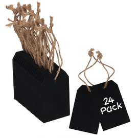 Belle Vous Wooden Blackboard for Writing on, Small Chalkboard (Pack of 24), 8 x 5 cm, Double-Sided Small Hanging Boards for Labelling, for Weddings, Parties, Decorative Table Labels & Price Tags
