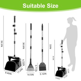 YGNNXRN Pooper Scooper Large Swivel Bin & Rake & Spade with 20 Waste Bags and 1 Hook, 39.3" Long Handle Metal Dog Pooper Scooper for Yard, Easy to Clean Pet Waste Use on Grass, Dirt, Gravel or Flats